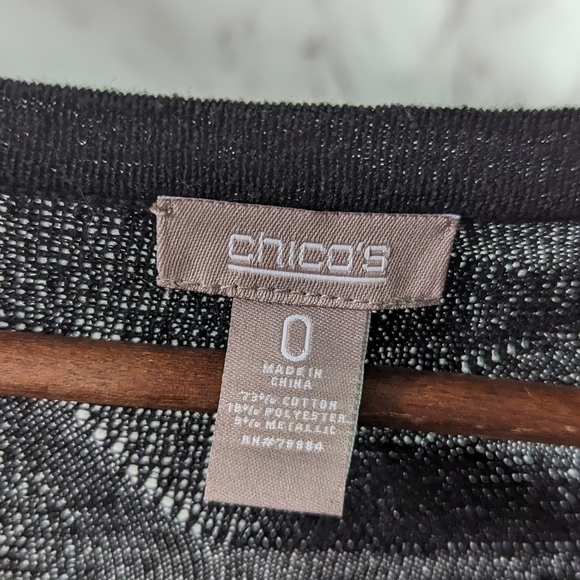 Chicos Cardigan Black Sparkle Size Small 0 Women Sweater Metallic Animal Zebra - Picture 3 of 10